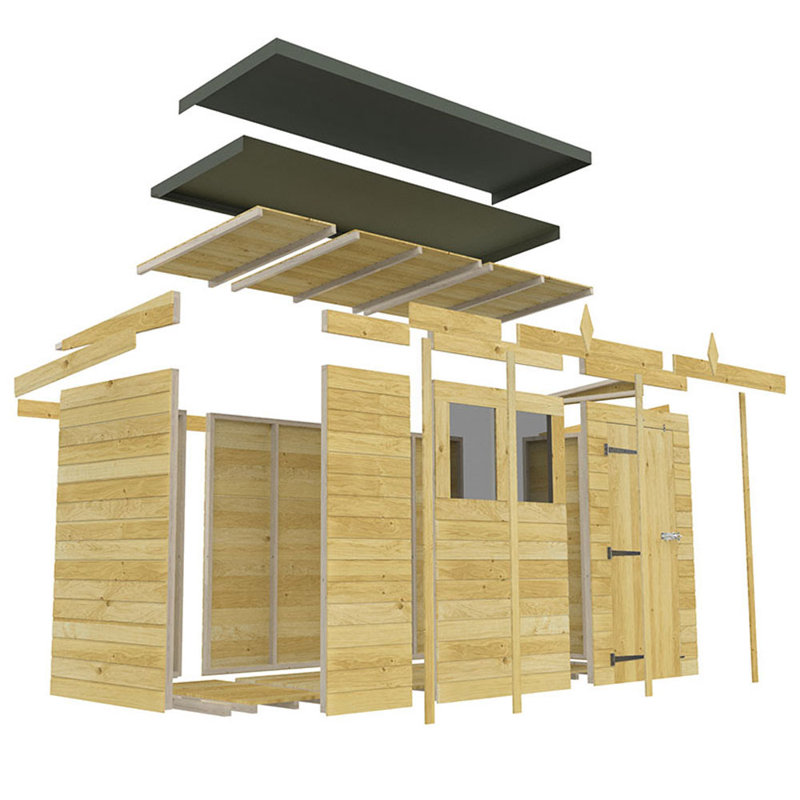  Pent Shed - Single Door with Windows, 7ft W x 7ft D