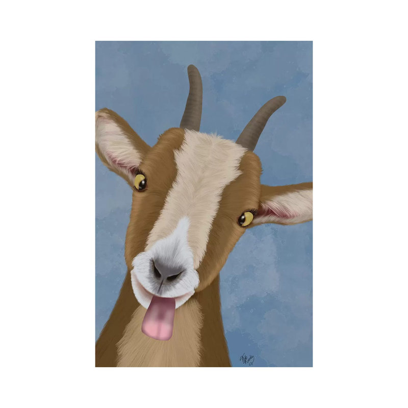 Funny Farm Goat 3 by Fab Funky - Wrapped Canvas Gallery-Wrapped Canvas Giclée, 101.6 cm H x 66.04 cm W x 3.175 cm D