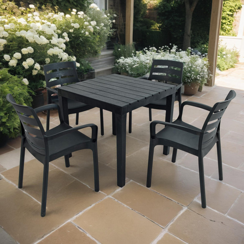 Roann Square Table with 4  Chairs Garden Set