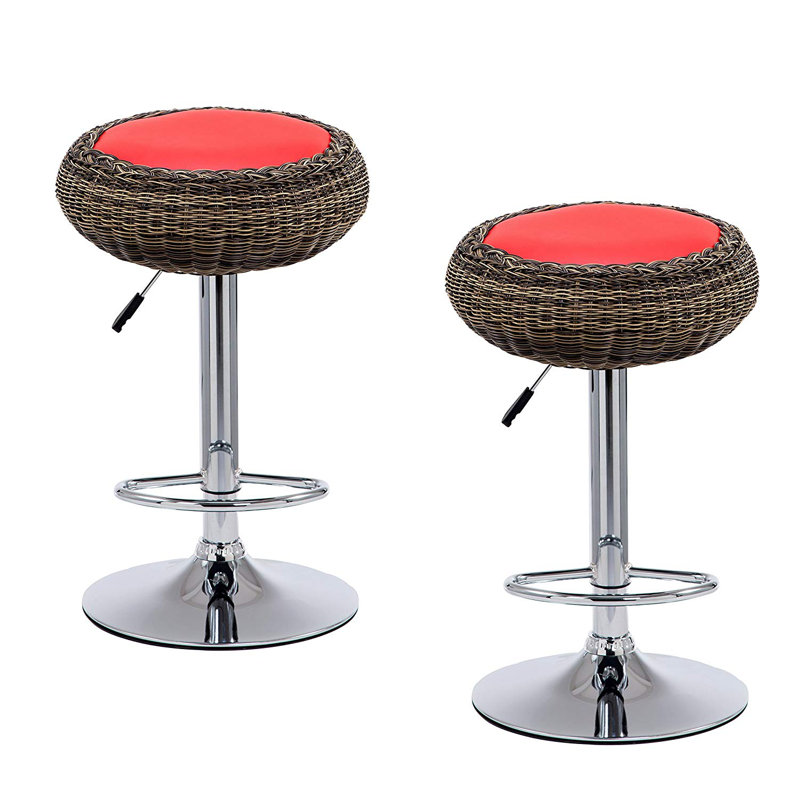 Saxton Swivel Upholstered Adjustable Height Counter Stool with Metal Frame
