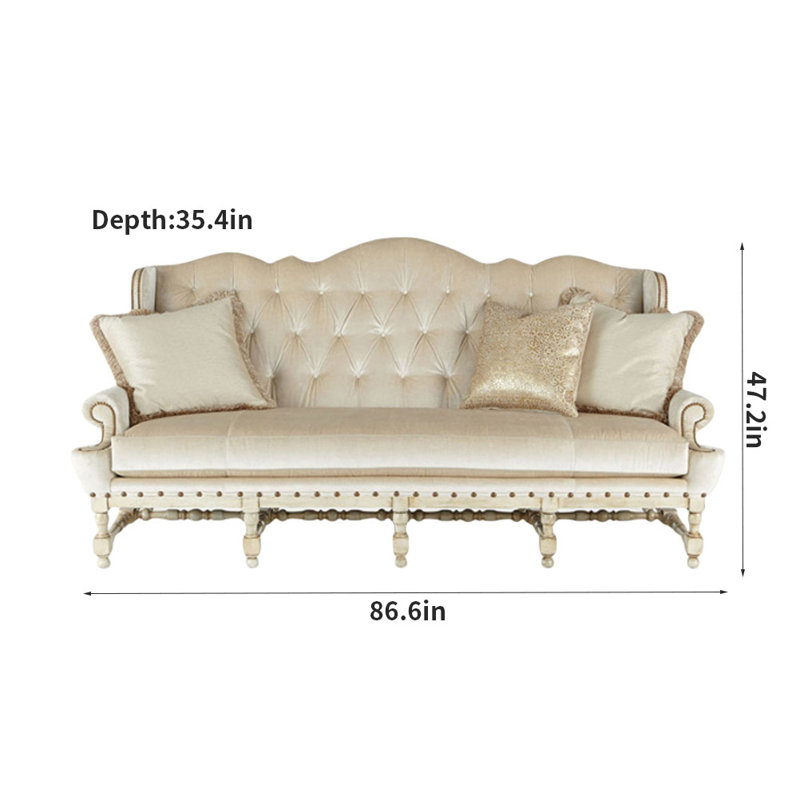 Canapé 86,6 po Retro, Brun orangé, Beige