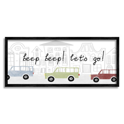 Beep Let''s Go, trafic, paysage urbain, voitures, giclée, art texturé par Daphne Polselli