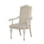 Ensemble de salle à manger 9 pièces blanc antique avec placage en bois, piètement à tréteaux et pieds finement travaillés, 8 places assises avec table, forme rectangulaire, revêtement rembourré