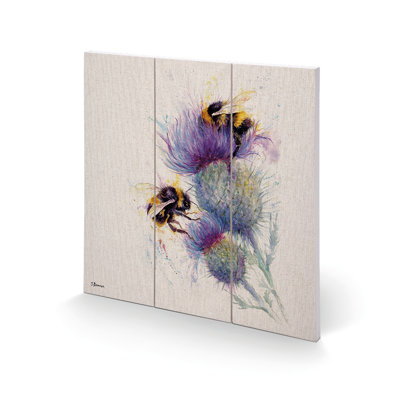 Bees on Thistle 1 Piece Wall Art