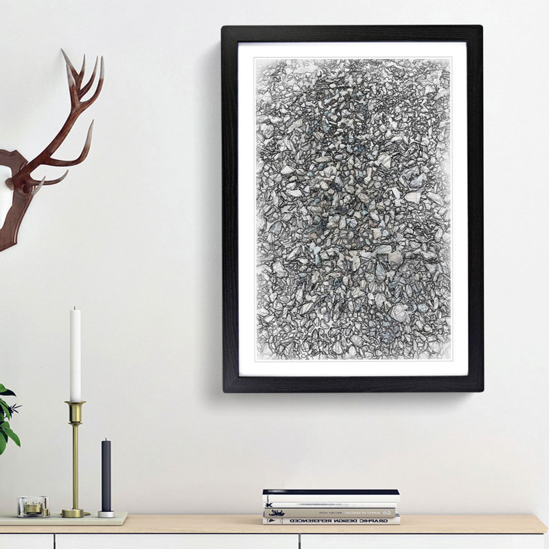 One Thousand Pebbles in Abstract - Picture Frame Graphic Art Print, 48cm H x 36cm W x 2cm D, Black Framed