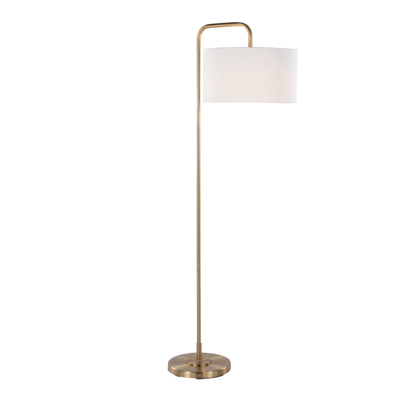 Batesville 63.75'' Arched Floor Lamp, Plated Gold/Off-White Linen