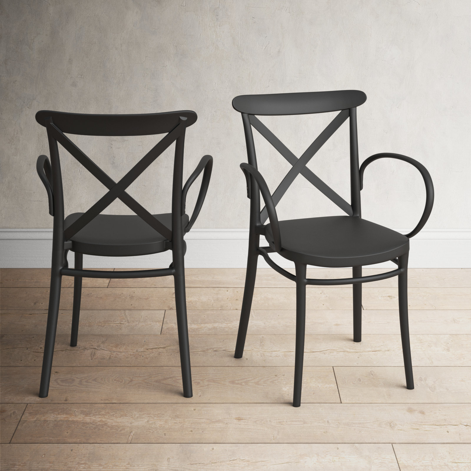 Kenne Stackable Patio Armchair, Black