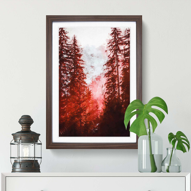 Mountain Through the Forest in Abstract - Picture Frame Graphic Art Print, Walnut Framed, 48cm H x 36cm W x 2cm D