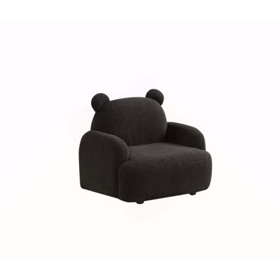 Rosella 25.5"W Black Sherpa Bear-Shaped Kids Armchair