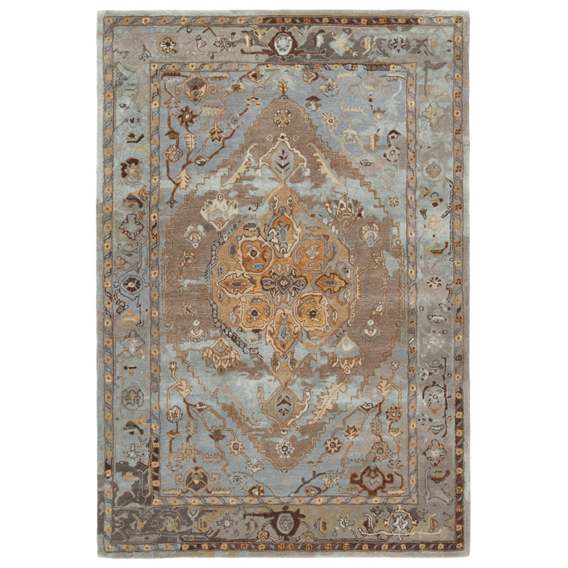 Tapis gris / or Halterman, Rectangle 8 pi x 10 pi