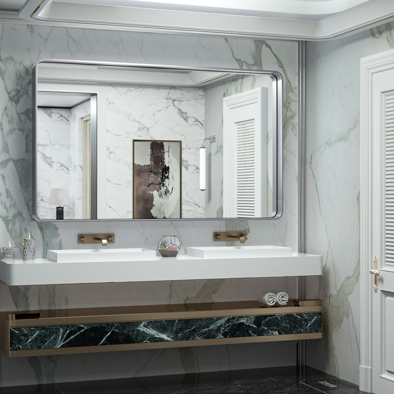 Miroir mural Brayner, Argent, 36 po x 60 po