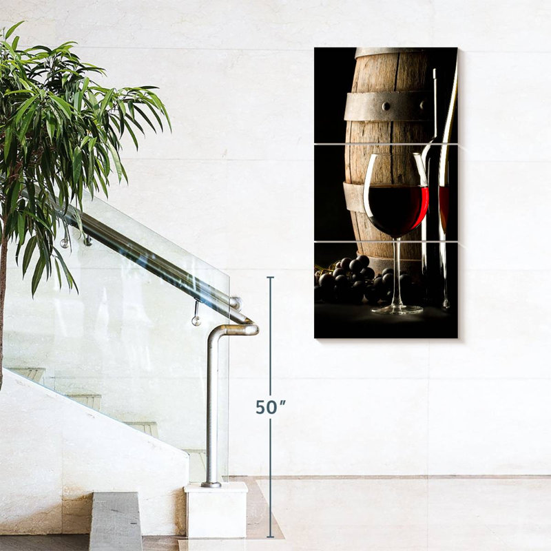 Cabernet vin sur toile, ensemble de 3 pièces, H 30 po x l 62 po x P 1,25 po
