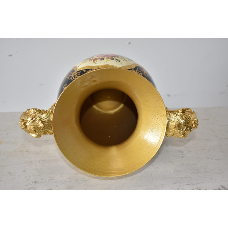 Floral Amphora Designed Decoration Resin Vase Size: 14" X 10" X 18"H