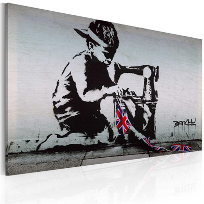 Huxtyn Banksy Union Jack Kid sur toile