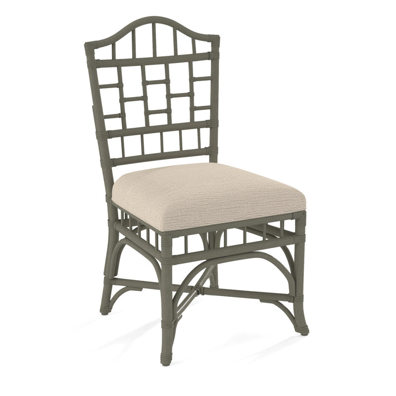 Chippendale Side Dining Chair, Greystone, Beige Performance Fabric; 0851-73