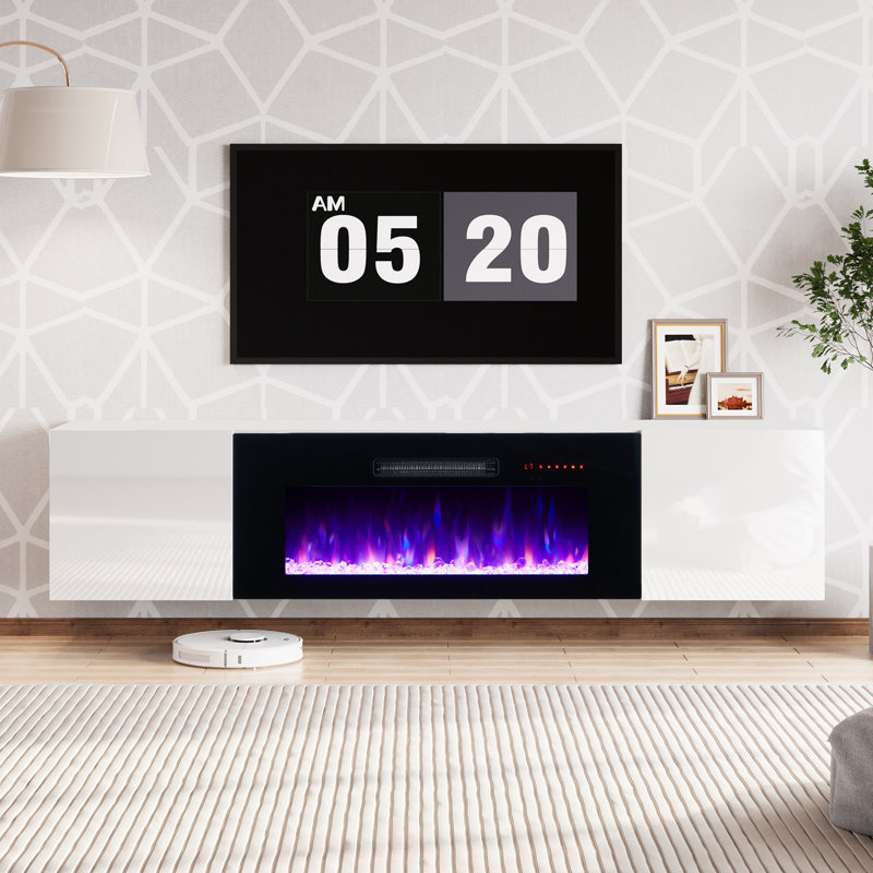 Meuble télé Bhhatu Highgloss, Blanc, 80"