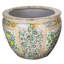 Floral painting pot cover with Asian floral pattern with pink medallion-520033056