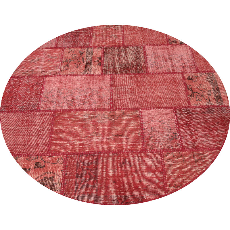 Distressed Modern Patchwork Round Area Rug 5x5