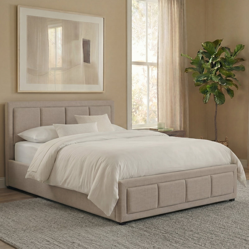 Ottoman Fabric Lift Up Storage Bed , UKFR Certified, Single (3'), Beige