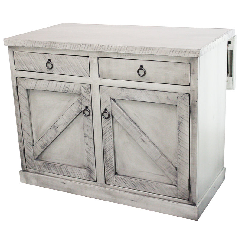 Beverly 48 " W Kitchen Island with Birch Solid Wood Top, Rustic Dela Verria