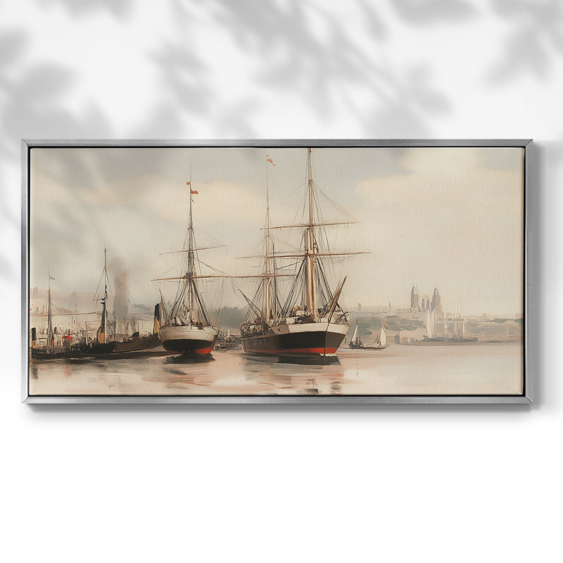 Série nautique-XLI- Toile tendue avec châssis tendue - Prêt à accrocher, Argent argent, H 21 po x l 41 po