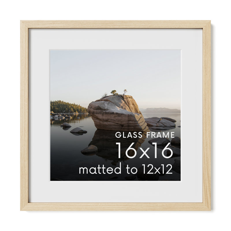 Cadre photo en bois massif avec verre, Beige, L 16 po x H 16 po