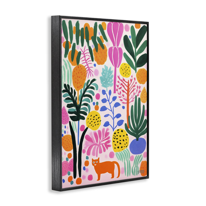 «Fun Botanical Tropics», art de la giclée encadrée par Roozbeh Bahramali, H 30 po x l 20 po, Giclée encadrée noir minuit