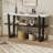 Narrow Console Table with Marble-Effect Top, Retro Entryway Table with Open Shelf, Sofa Table for Entryway, Hallway and Living Room (Espresso)-1882794803