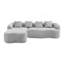 Canapé modulaire en L à compression complète avec méridienne incurvée, canapé en chenille gris modulaire, haute densité pour le salon en appartement-393106401