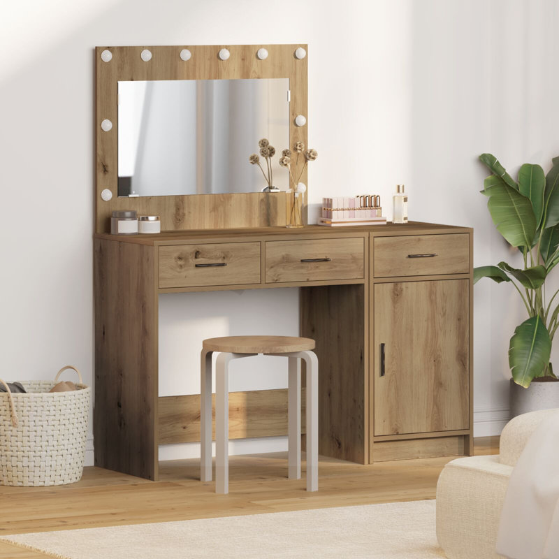 Dressing Table with Mirror, Artisan Oak