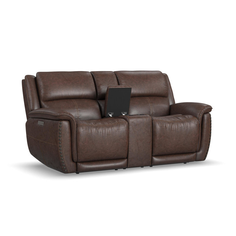 Bryce Power Reclining Loveseat with Console and Power Headrest, Brown