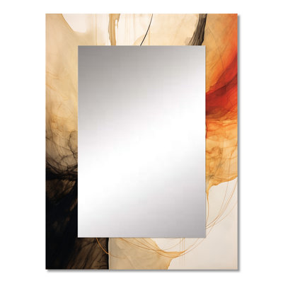 Abstract Earth Poetry In Motion Retro Waves II - Abstract Shapes Unique Mirror, Modern Large Wall Mirror, Printed Metal Art