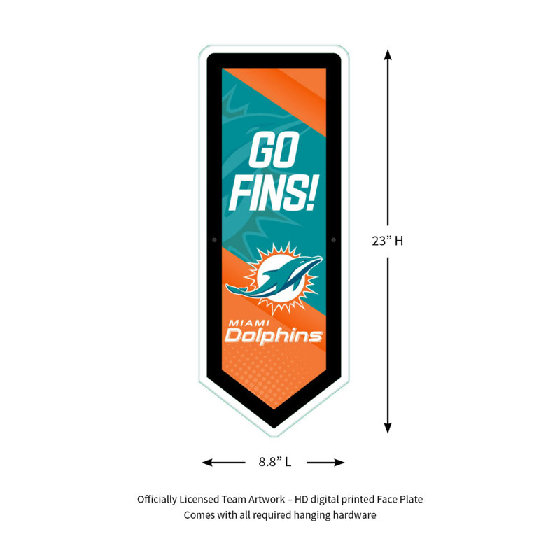 NFL LED Pennant Shaped Lighted Wall Sign, Miami Dolphins