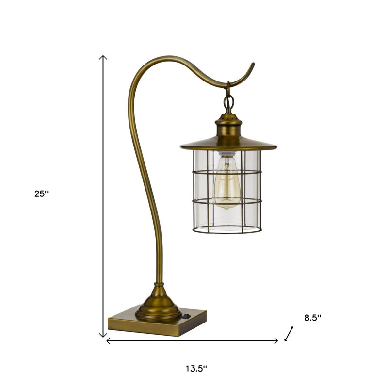 Lampe de table 25 po en métal laiton antique avec abat-jour tambour en laiton antique