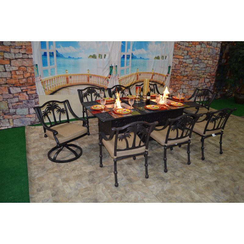 Keefe 8 - Person Patio Dining Set with Rectangular Table , Sunbrella® Cushions Included