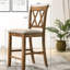 Chaises de salle à manger à hauteur de comptoir, de 2, brun clair - Bois franc avec découpe et tissu insonorisant 2 chaises rembourrées en lin