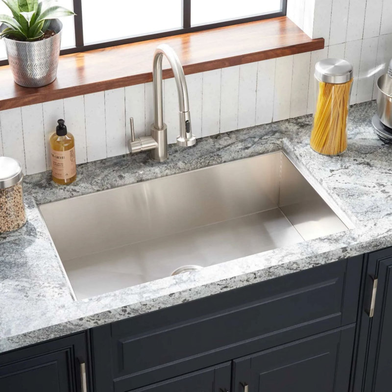 33" Sitka Stainless Steel Dual-Mount Kitchen Sink - Single-Hole - Drop-In or Undermount, 1 hole