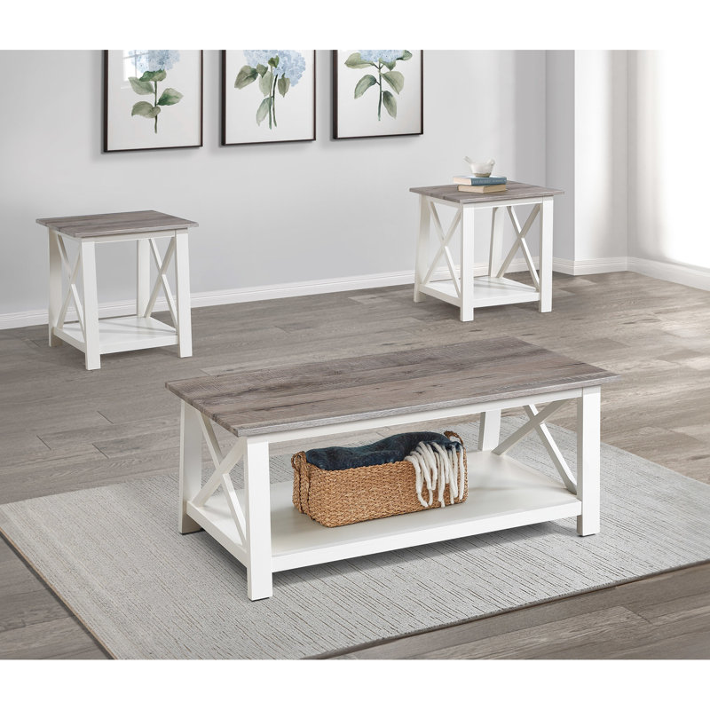 Moderne 3 tables pour la décoration intérieure - arrangement de salon contemporain avec tables basses et tables de bout carrées