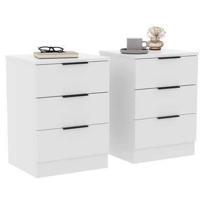 Tasheeka 3 Drawer Bedside Chest Modern Bedroom Nightstand Set Of 2
