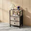 Gray Nightstand with 2 Fabric Drawers, Open Shelf Small Bedside Cabinet, Multifunctional End Table for Bedroom Living Room