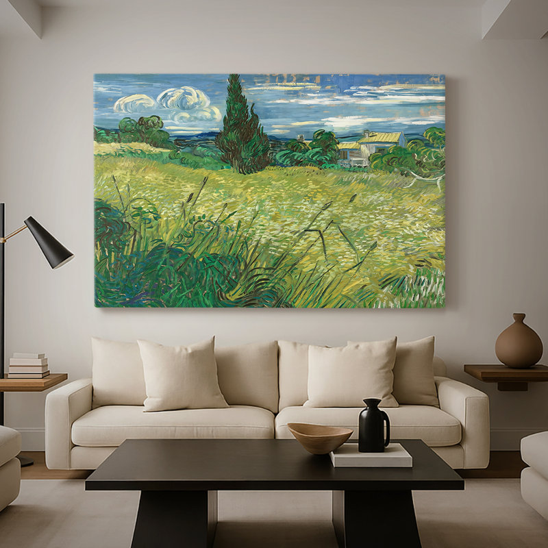 Champ de blé vert avec cyprès-Vincent van Gogh-Toile tendue avec châssis-1889, 40 po x 60 po