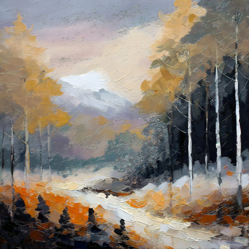 Chemin d'automne en forêt, H 48 po x l 48 po