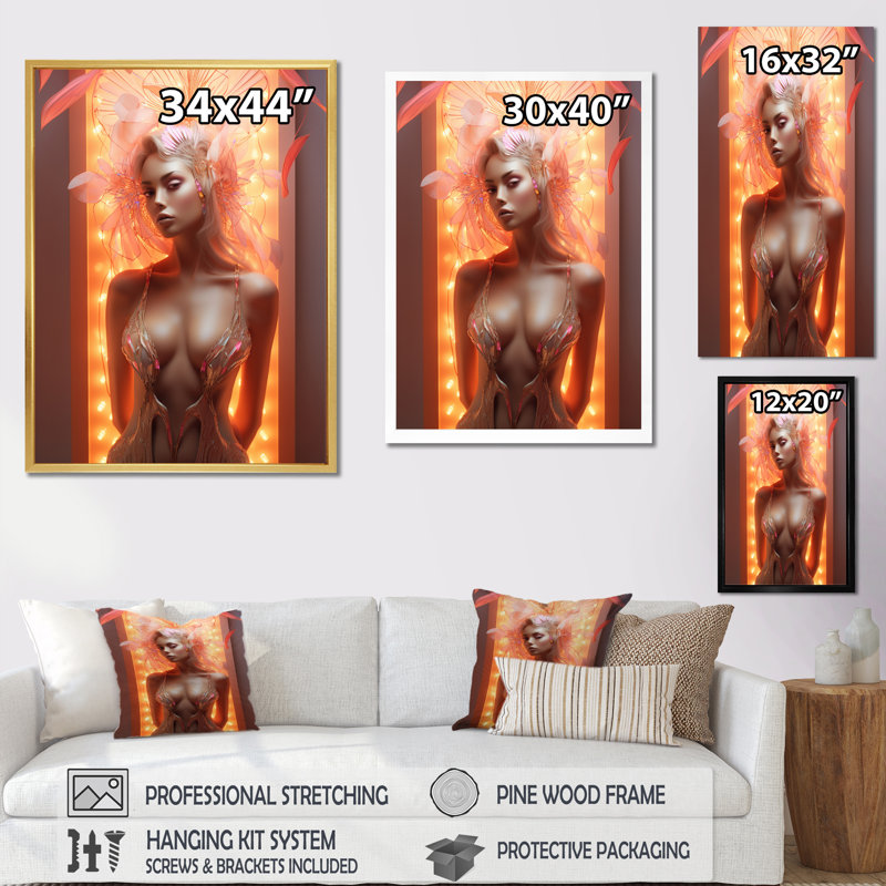«Pink Cabaret Sensual Dancer I», reproduction sur toile, Cadre doré à une seule photo, H 32 po x l 24 po x P 1 po