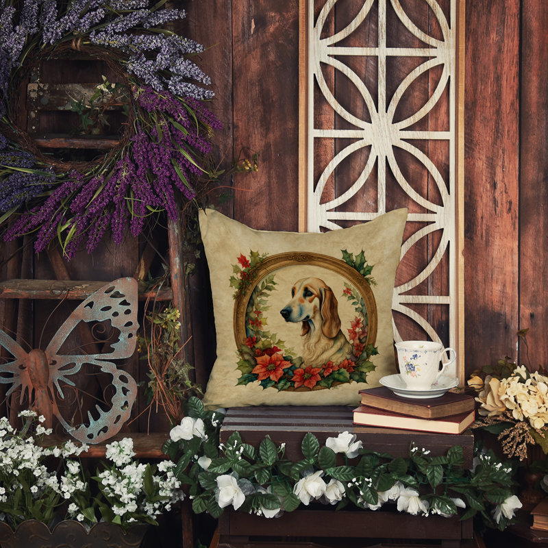 Coussin Christmas, 14 po x 14 po, Carré, Lévrier persan