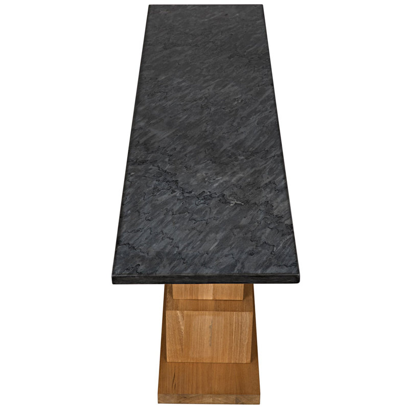 Balin 68'' Walnut Console Table with Black Marble Top