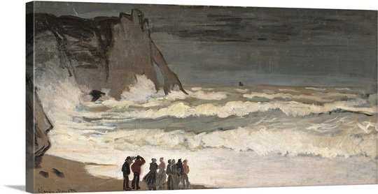 Claude Rough Sea à Etretat, ca. 1868 - 1869. Musée D par Claud Monet - reproduction, H 12 po x l 24 po x P 1,5 po, Toile