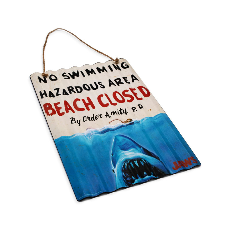 JAWS Beach Closed Corrugated Tin Sign