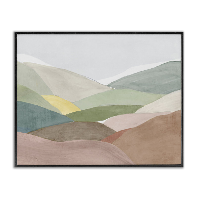 Giclée encadrée Soft Rolling Hills, design par Ian C., H 11 po x l 14 po, Giclée encadrée noir minuit