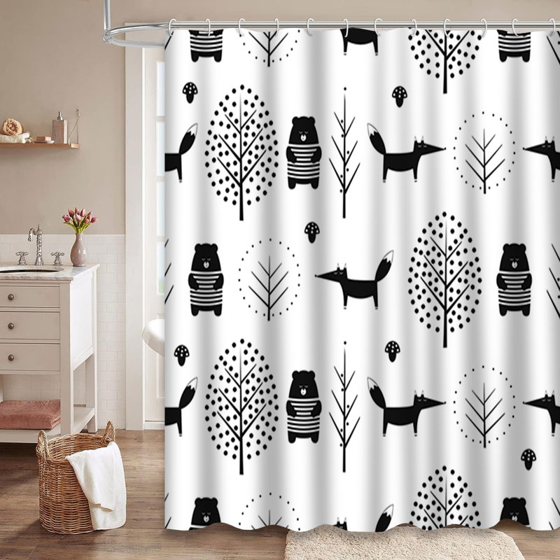 Rideau de douche avec 12 crochets, L 72 po x l 78 po