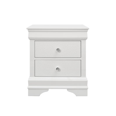  Pompei Metallic 2 Drawer Nightstand with Crystal Handles and Textured Design